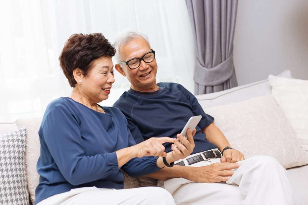 grandparents discussing home upgrades for seniors